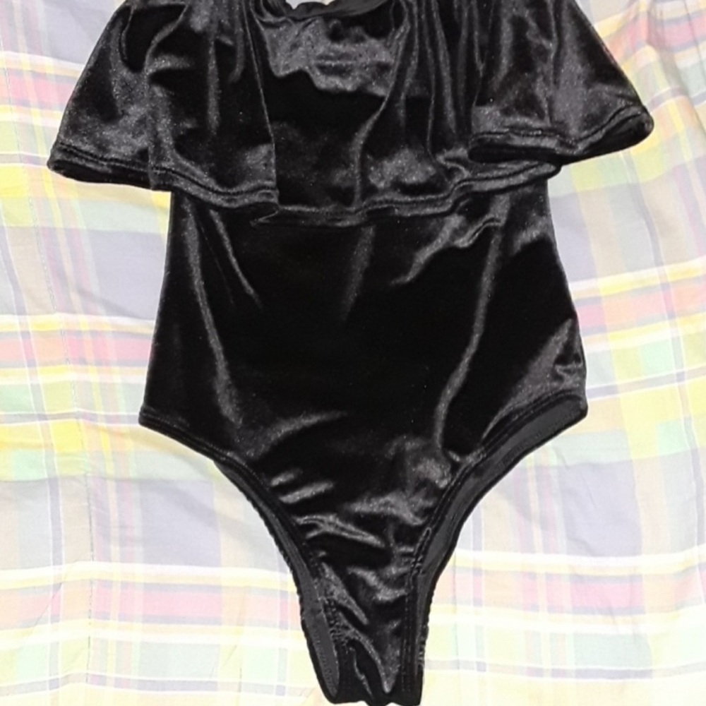 Black velvet body suit